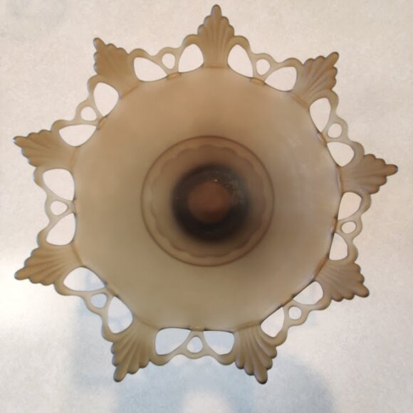 Westmoreland Brown Mist Satin Glass Lace Edge Centerpiece Bowl - Ring & Petal - Picture 6 of 12